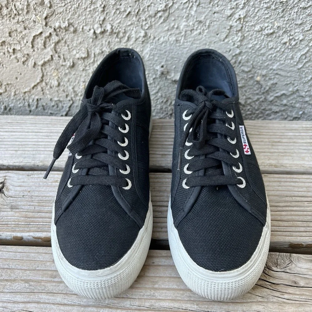 Superga Shoes Unisex Men Size 7 Women Size 8.5 2790 Low-Top Black Platform Y2K